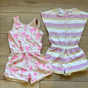 Zara girls summer romper bundle Pink palm trees and stripes